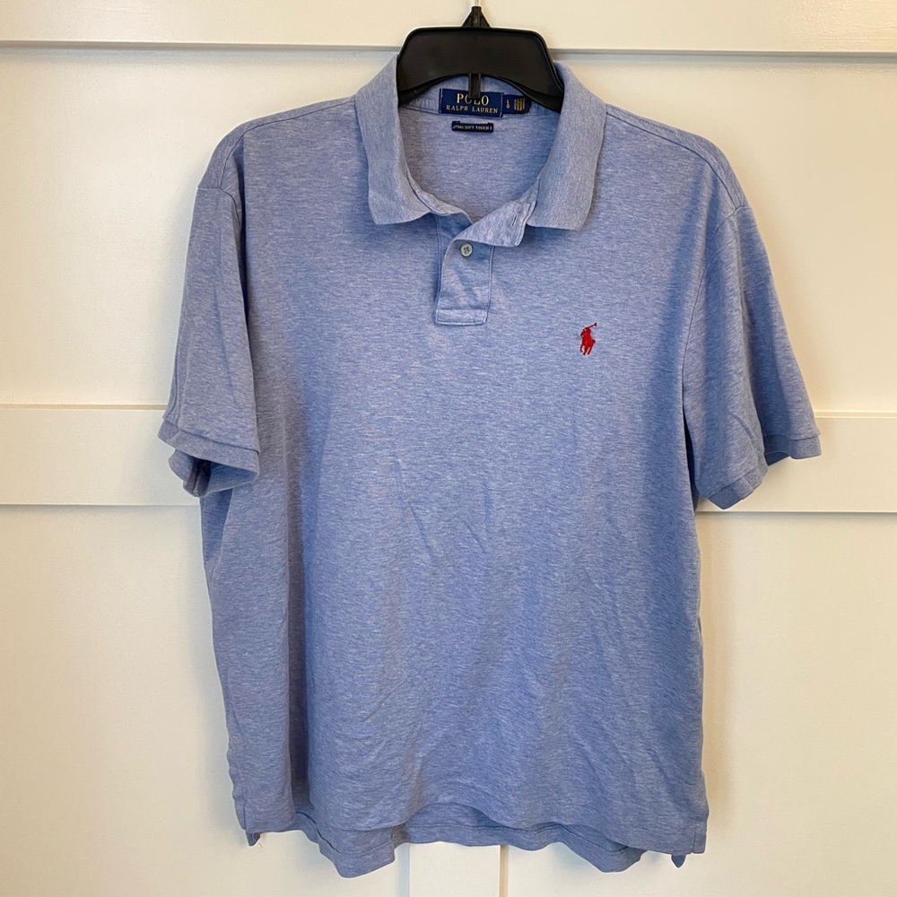 Polo Ralph‎ Lauren Men's Light Blue Heather Pima Soft Touch - Size L - EUC